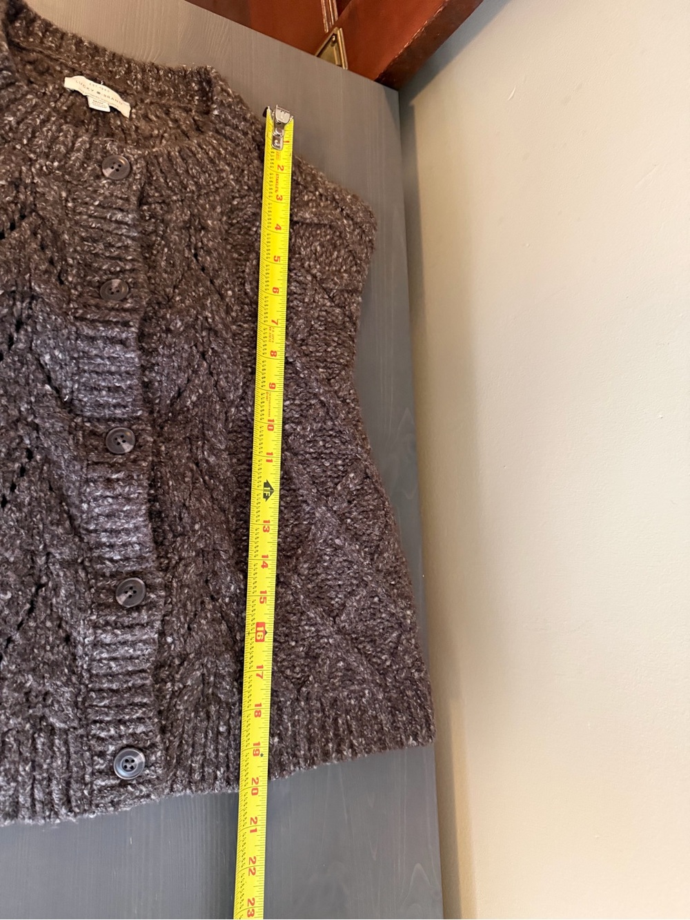 Lucky Brand Chunky Cable Knit Balloon Sleeve Cardigan Sweater - Picture 9 of 9
